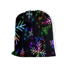 Snowflakes Lights Drawstring Pouch (xl) by artworkshop