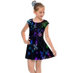 Snowflakes Lights Kids  Cap Sleeve Dress by artworkshop