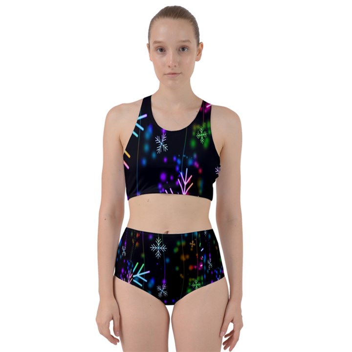 Snowflakes Lights Racer Back Bikini Set