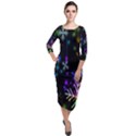 Snowflakes Lights Quarter Sleeve Midi Velour Bodycon Dress View1