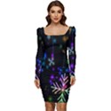 Snowflakes Lights Women Long Sleeve Ruched Stretch Jersey Dress View1