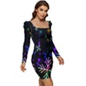 Snowflakes Lights Women Long Sleeve Ruched Stretch Jersey Dress View2