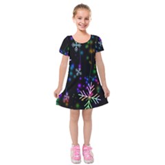 Snowflakes Lights Kids  Short Sleeve Velvet Dress by artworkshop