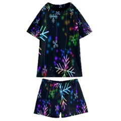 Snowflakes Lights Kids  Swim Tee And Shorts Set by artworkshop