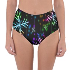 Snowflakes Lights Reversible High-waist Bikini Bottoms by artworkshop