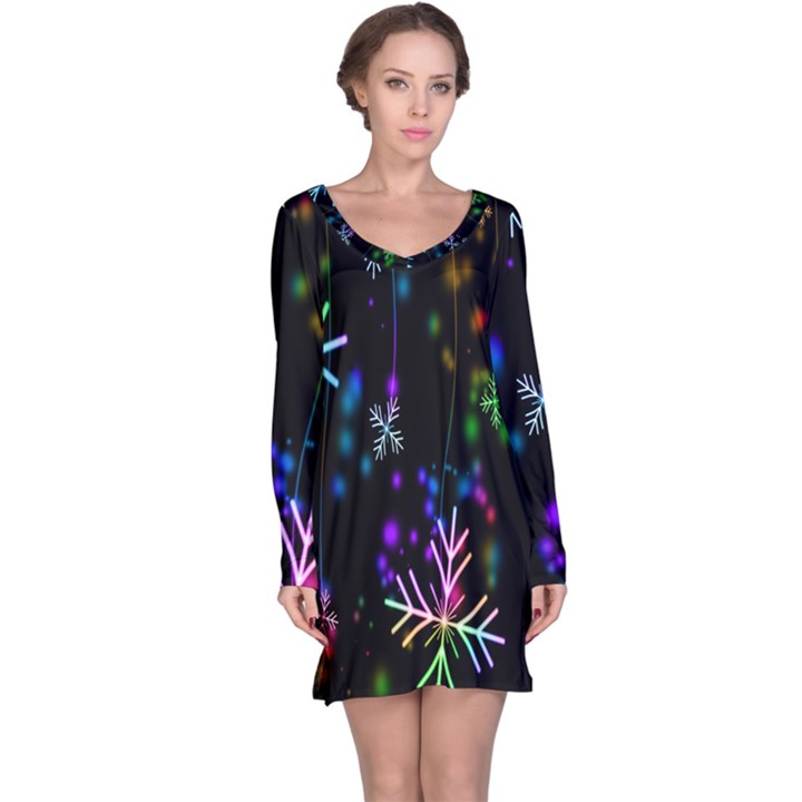 Snowflakes Lights Long Sleeve Nightdress