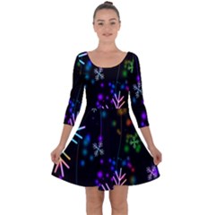 Snowflakes Lights Quarter Sleeve Skater Dress