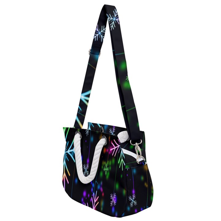 Snowflakes Lights Rope Handles Shoulder Strap Bag