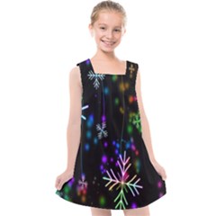 Snowflakes Lights Kids  Cross Back Dress by artworkshop