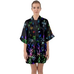 Snowflakes Lights Half Sleeve Satin Kimono  by artworkshop