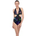 Snowflakes Lights Halter Front Plunge Swimsuit View1