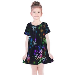 Snowflakes Lights Kids  Simple Cotton Dress by artworkshop