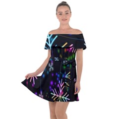 Snowflakes Lights Off Shoulder Velour Dress by artworkshop