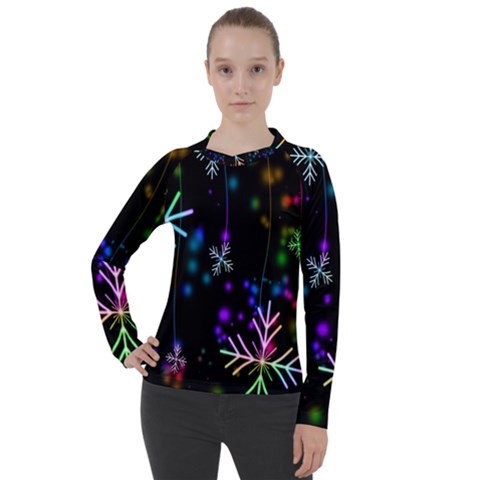 Snowflakes Lights Women s Pique Long Sleeve Tee by artworkshop