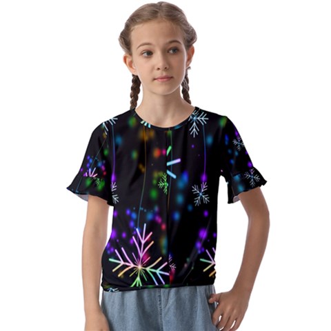 Snowflakes Lights Kids  Cuff Sleeve Scrunch Bottom Tee by artworkshop