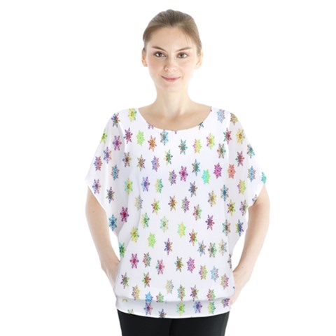 Snow Winter Ice Cold Batwing Chiffon Blouse by artworkshop