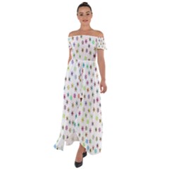 Snow Winter Ice Cold Off Shoulder Open Front Chiffon Dress by artworkshop