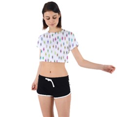 Snow Winter Ice Cold Tie Back Short Sleeve Crop Tee by artworkshop