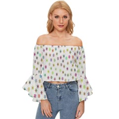 Snow Winter Ice Cold Off Shoulder Flutter Bell Sleeve Top by artworkshop