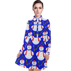 Seamless  Repeating Pattern Long Sleeve Chiffon Shirt Dress