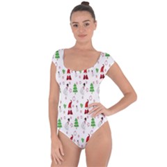 Santa Claus Snowman Christmas Short Sleeve Leotard  by artworkshop