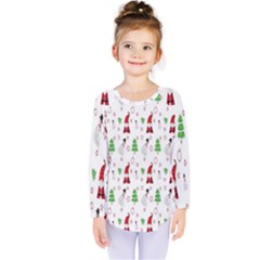 Santa Claus Snowman Christmas Kids  Long Sleeve Tee