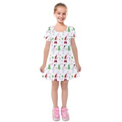 Santa Claus Snowman Christmas Kids  Short Sleeve Velvet Dress by artworkshop