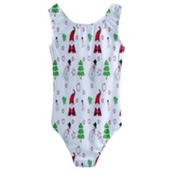 Santa Claus Snowman Christmas Kids  Cut-out Back One Piece Swimsuit