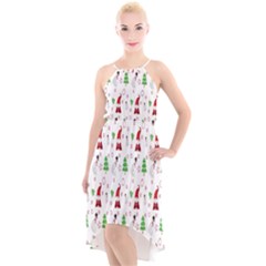 Santa Claus Snowman Christmas High-low Halter Chiffon Dress  by artworkshop