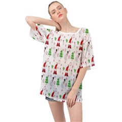 Santa Claus Snowman Christmas Oversized Chiffon Top by artworkshop