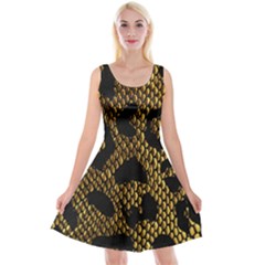 Metallic Snake Skin Pattern Reversible Velvet Sleeveless Dress