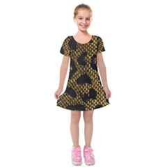 Metallic Snake Skin Pattern Kids  Short Sleeve Velvet Dress