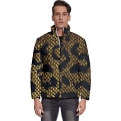 Metallic Snake Skin Pattern Men s Puffer Bubble Jacket Coat by BangZart