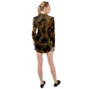 Metallic Snake Skin Pattern Long Sleeve Chiffon Shirt View2