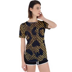 Metallic Snake Skin Pattern Perpetual Short Sleeve T-shirt by BangZart