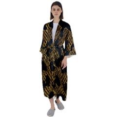 Metallic Snake Skin Pattern Maxi Satin Kimono by BangZart