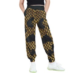 Metallic Snake Skin Pattern Kids  Elastic Waist Pants by BangZart