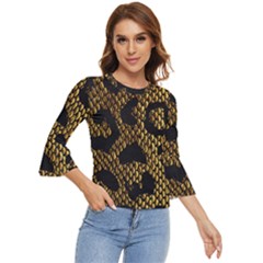 Metallic Snake Skin Pattern Bell Sleeve Top