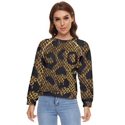 Metallic Snake Skin Pattern Women s Long Sleeve Raglan Tee by BangZart