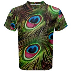 Peacock Feathers Color Plumage Men s Cotton Tee by Celenk