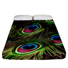 Peacock Feathers Color Plumage Fitted Sheet (california King Size) by Celenk