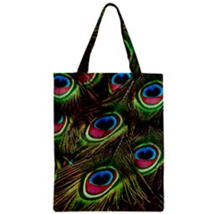 Peacock Feathers Color Plumage Zipper Classic Tote Bag by Celenk