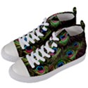 Peacock Feathers Color Plumage Women s Mid-Top Canvas Sneakers View2