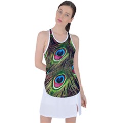 Peacock Feathers Color Plumage Racer Back Mesh Tank Top by Celenk