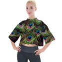 Peacock Feathers Color Plumage Mock Neck Tee View1