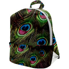 Peacock Feathers Color Plumage Zip Up Backpack by Celenk