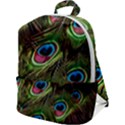 Peacock Feathers Color Plumage Zip Up Backpack View1