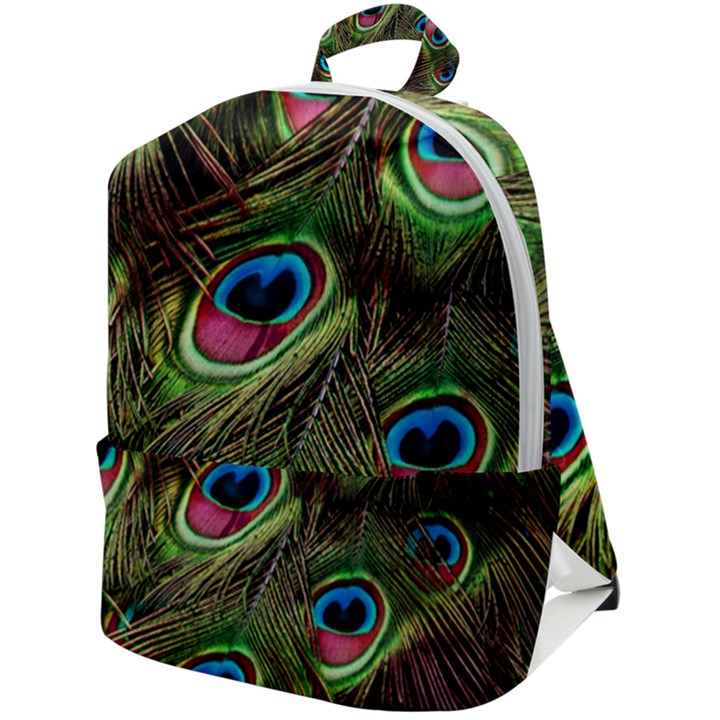 Peacock Feathers Color Plumage Zip Up Backpack