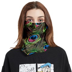 Peacock Feathers Color Plumage Face Covering Bandana (two Sides) by Celenk