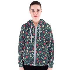 Flowering Branches Seamless Pattern Women s Zipper Hoodie